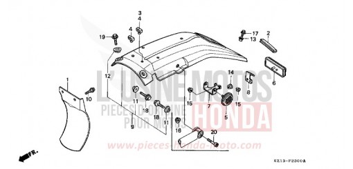 GARDE-BOUE ARRIERE XR250RP de 1993